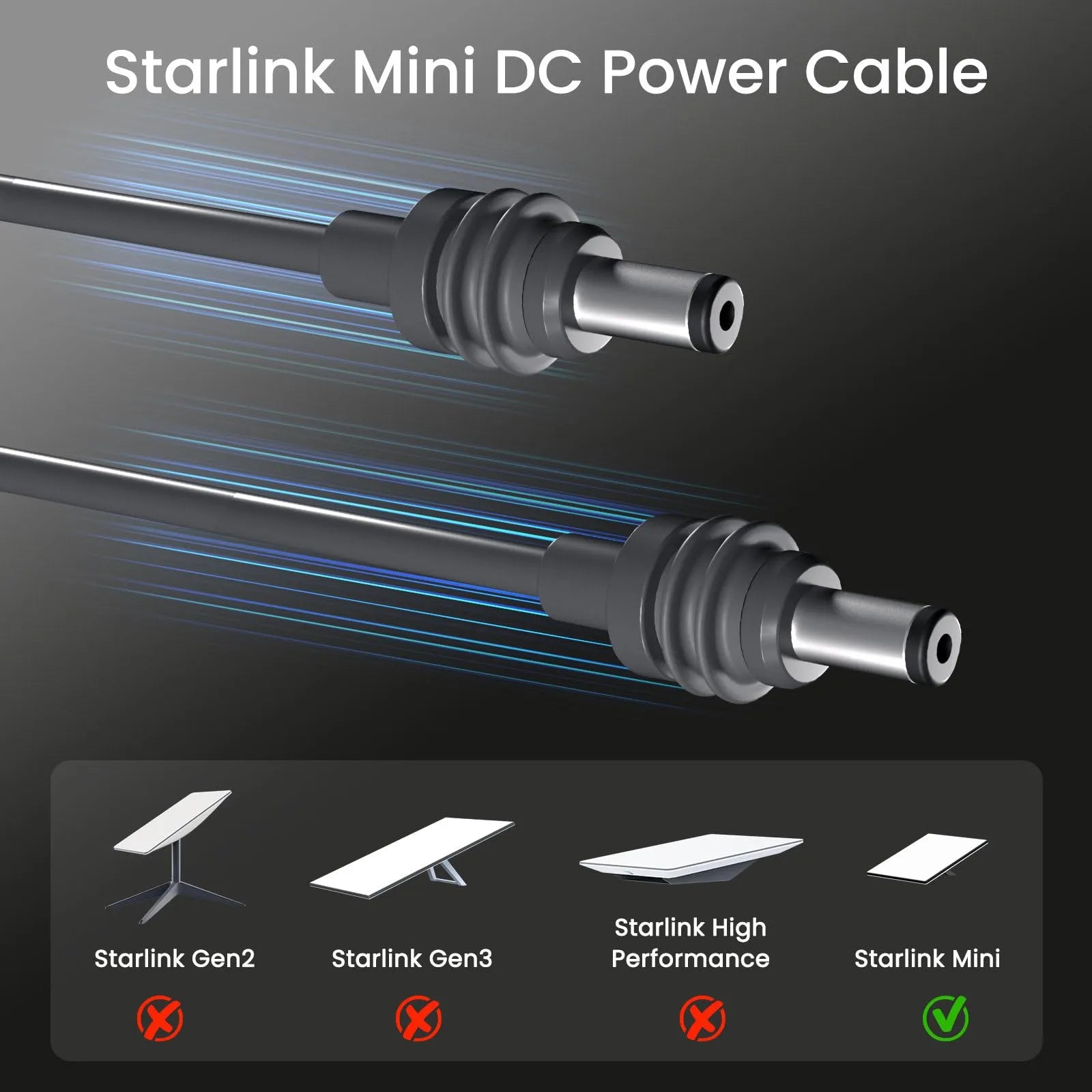 Starlink Mini Waterproof DC Power Cable | 18AWG Replacement Cable