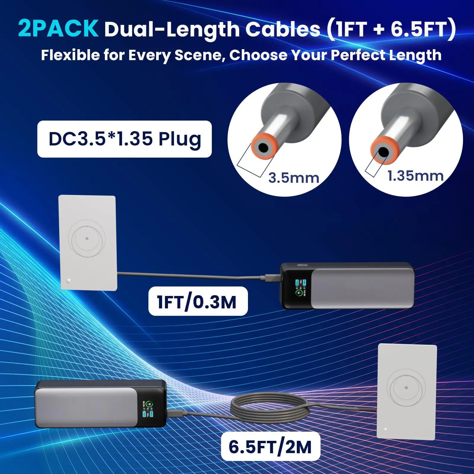 Starlink Mini Router USB-C to DC Power Cable 2 Pack | 1FT & 6.5FT