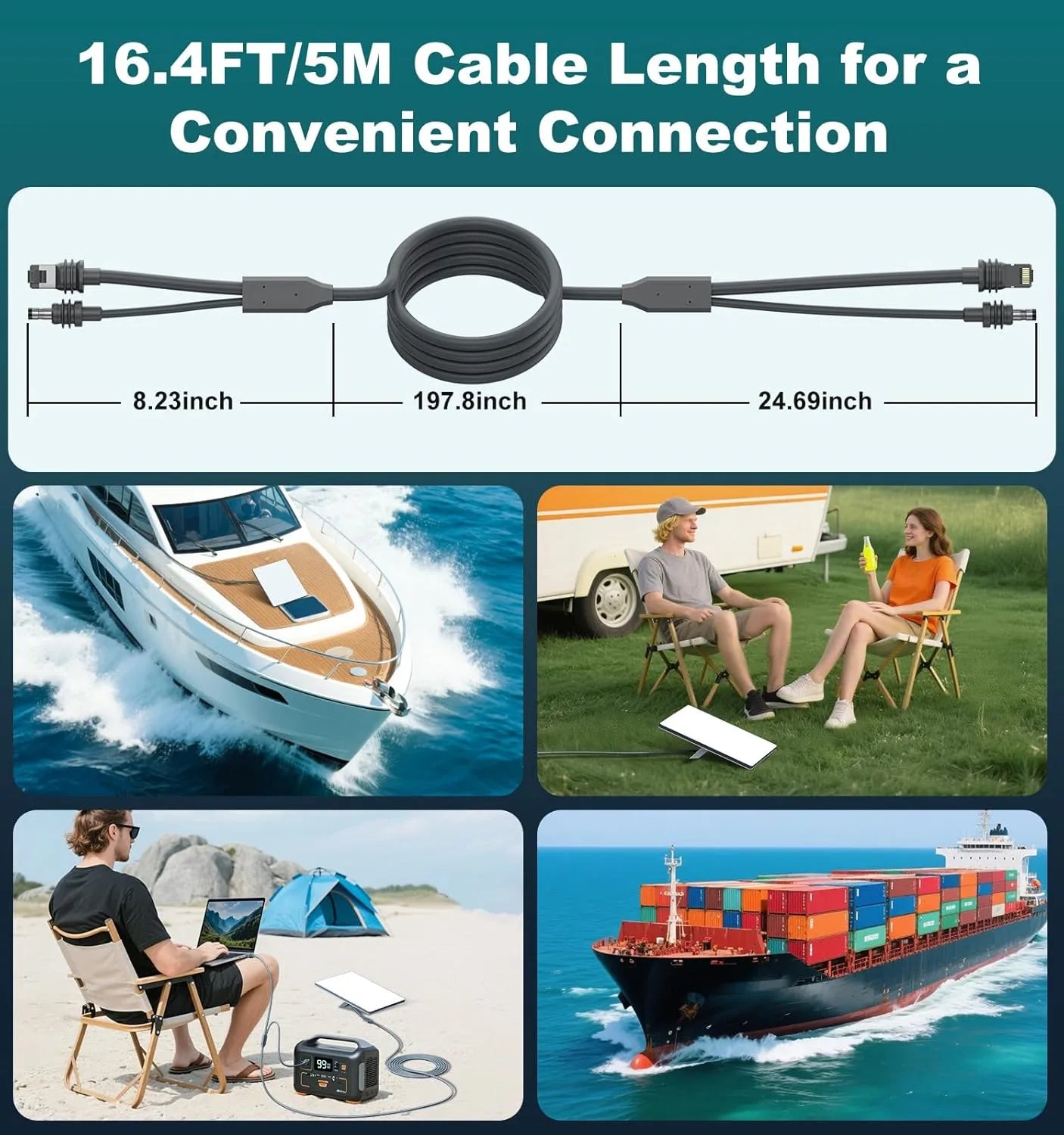 Starlink Mini 2-in-1 Power & Ethernet Cable | 16.4FT USB-C/DC Charging Cable