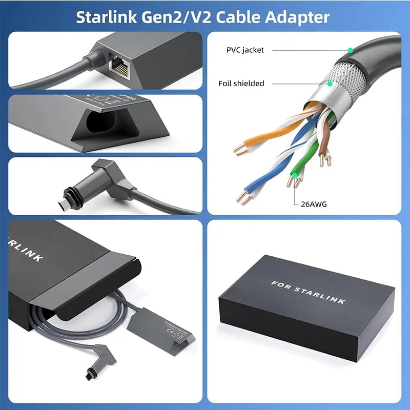 Starlink Gen 2 Ethernet Adapter | RJ45 Gigabit Wired Network Adapter for Standard Actuated V2