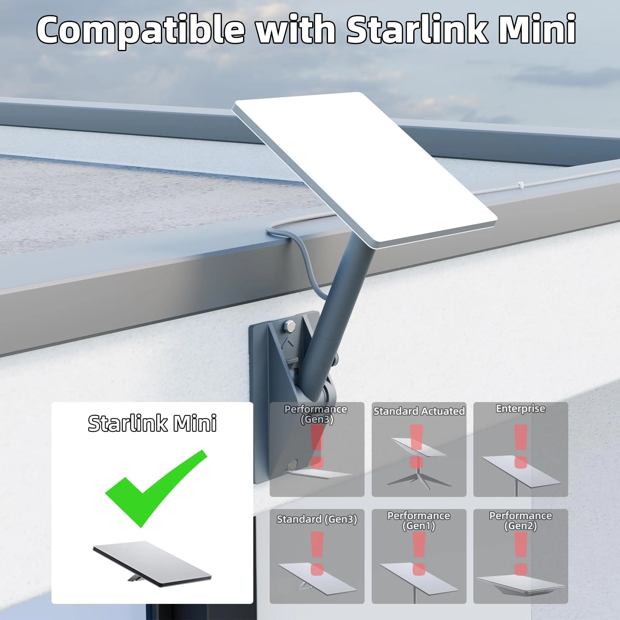 Starlink Mini Adjustable Roof Mount | Heavy-Duty Home Pole Mount with 0-90° Tilt