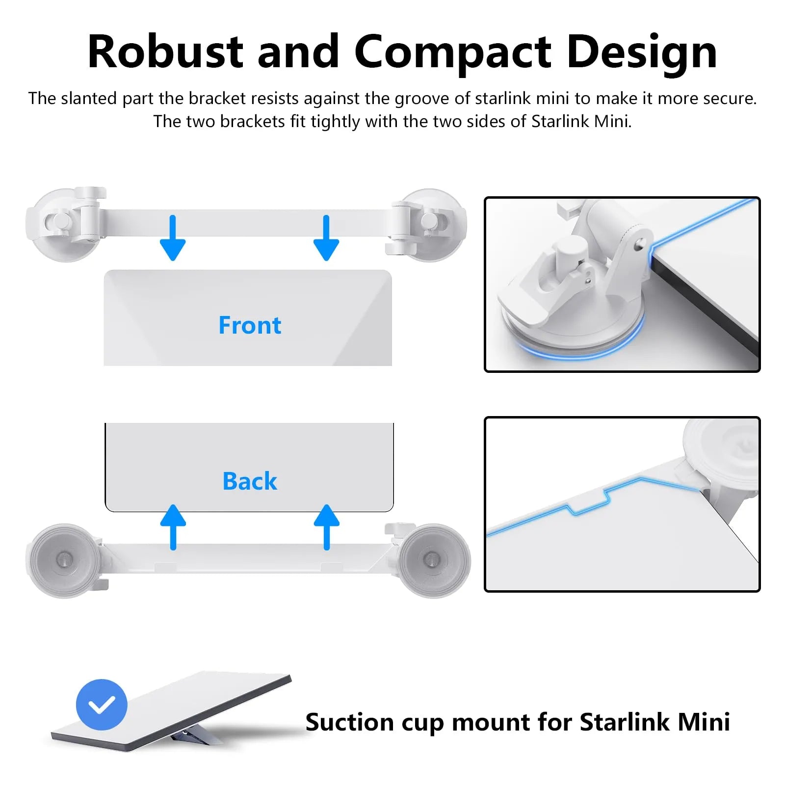 Starlink Mini Suction Cup Mount | Adjustable Car Roof & Window Mount