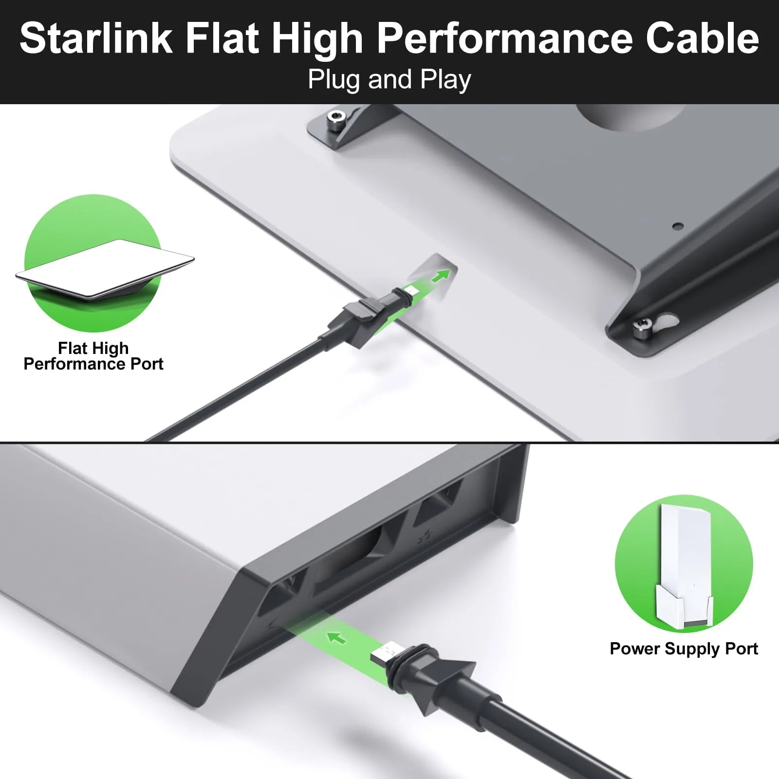 Starlink Flat High Performance Cable 75FT / 23M | 22AWG Waterproof Replacement Cable