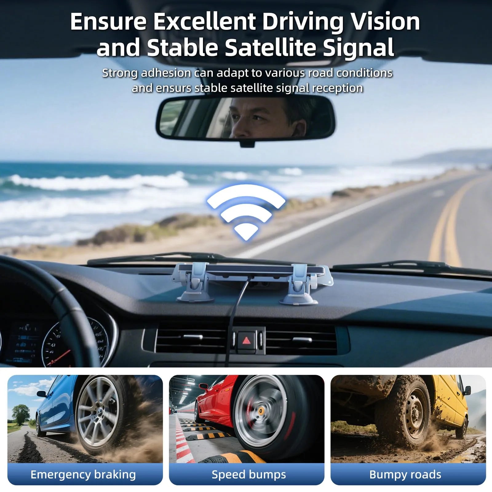 Starlink Mini Dashboard & Windshield Suction Cup Mount | Adjustable Car Mount