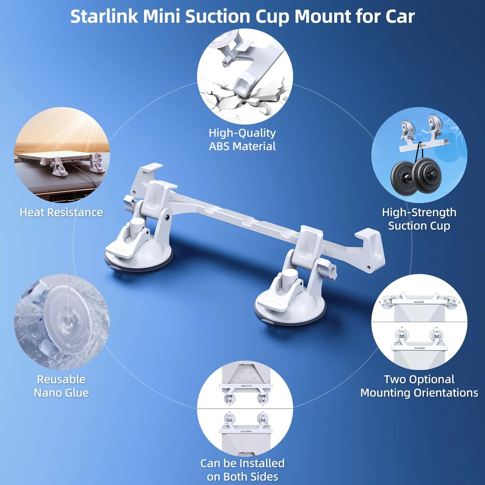 Starlink Mini Dashboard & Windshield Suction Cup Mount | Adjustable Car Mount