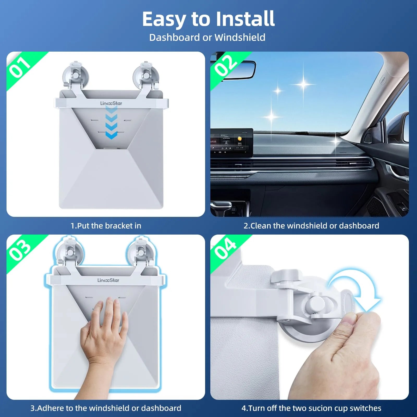 Starlink Mini Dashboard & Windshield Suction Cup Mount | Adjustable Car Mount