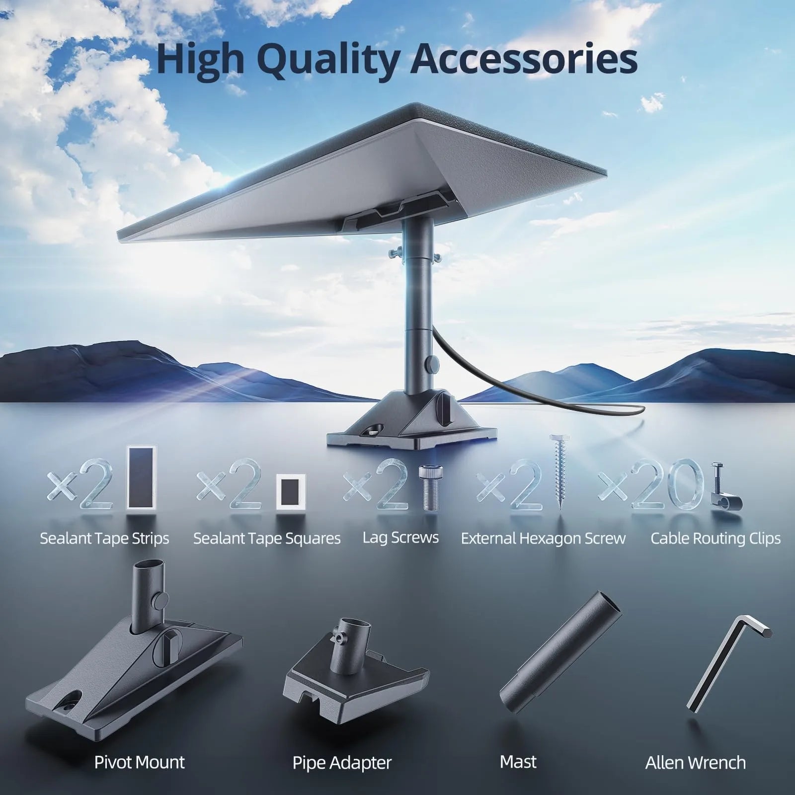 Starlink Gen 3 Pivot Roof Mount | Adjustable Mast & Pipe Adapter for Slanted Roofs