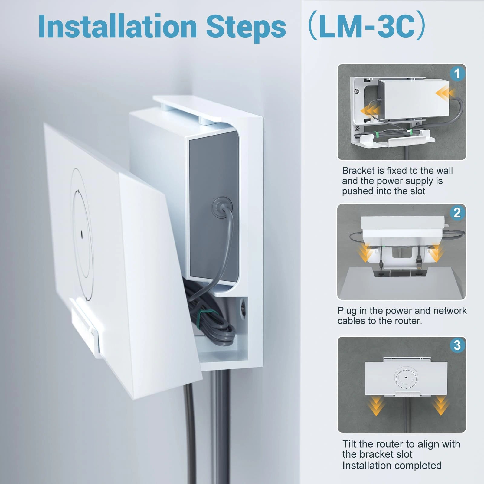 Starlink Gen 3 Router and Power Supply Wall Mount | ABS Bracket for V3 WiFi Router