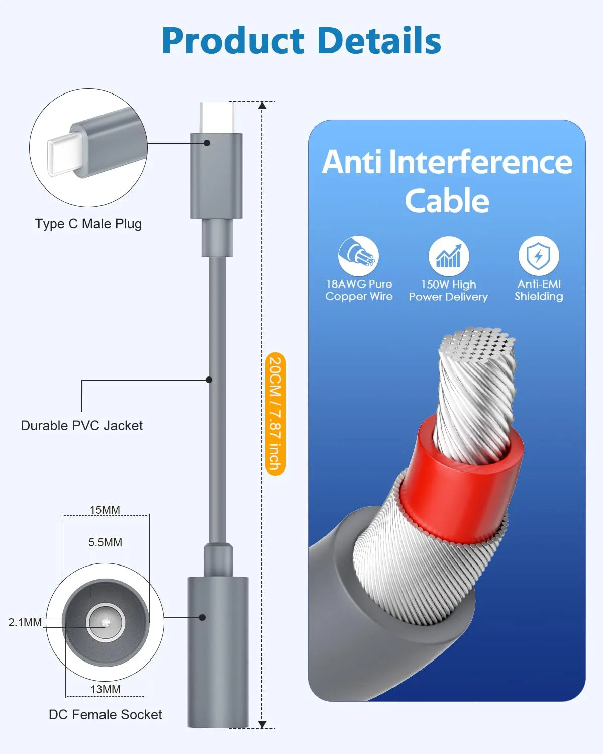 Starlink Mini USB-C to DC Adapter | Waterproof PD Power Adapter