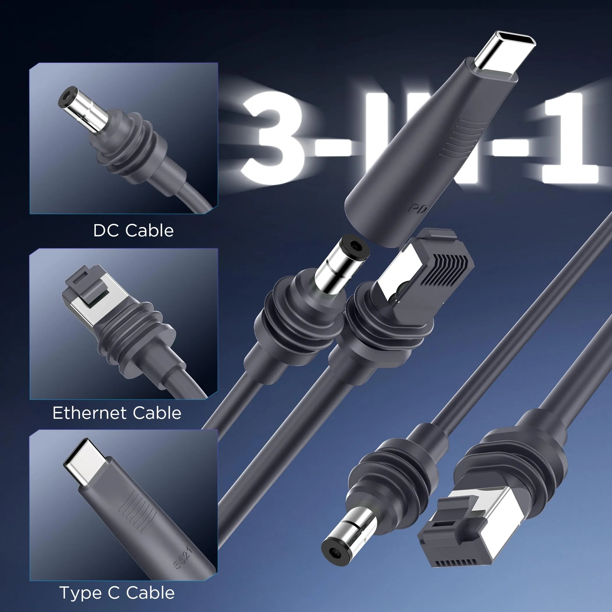 Starlink Mini 2-in-1 Power & Ethernet Cable | 16.4FT USB-C/DC Charging Cable