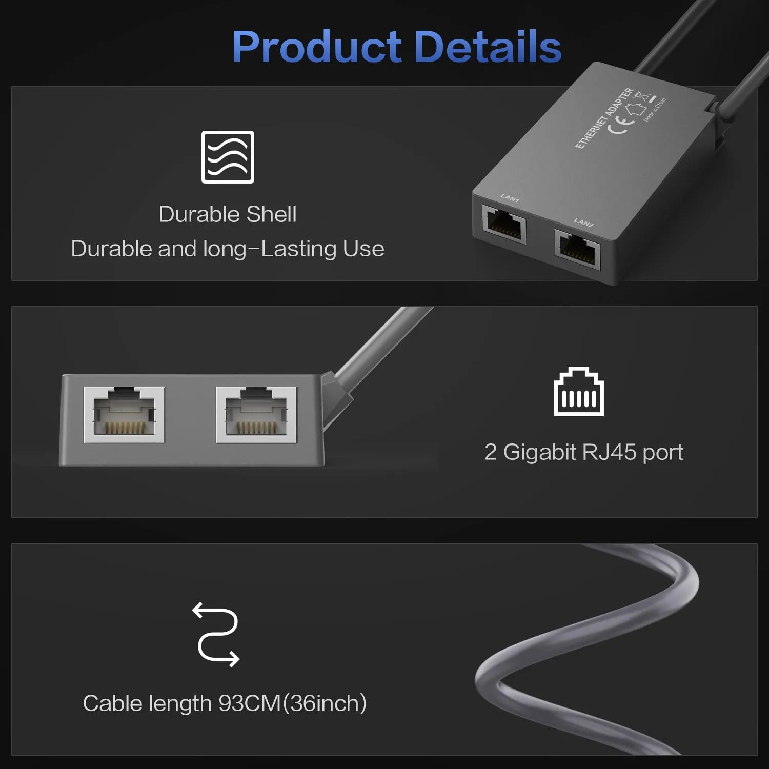 Starlink Gen 2 Ethernet Adapter | Dual-Port Gigabit Wired Network Adapter