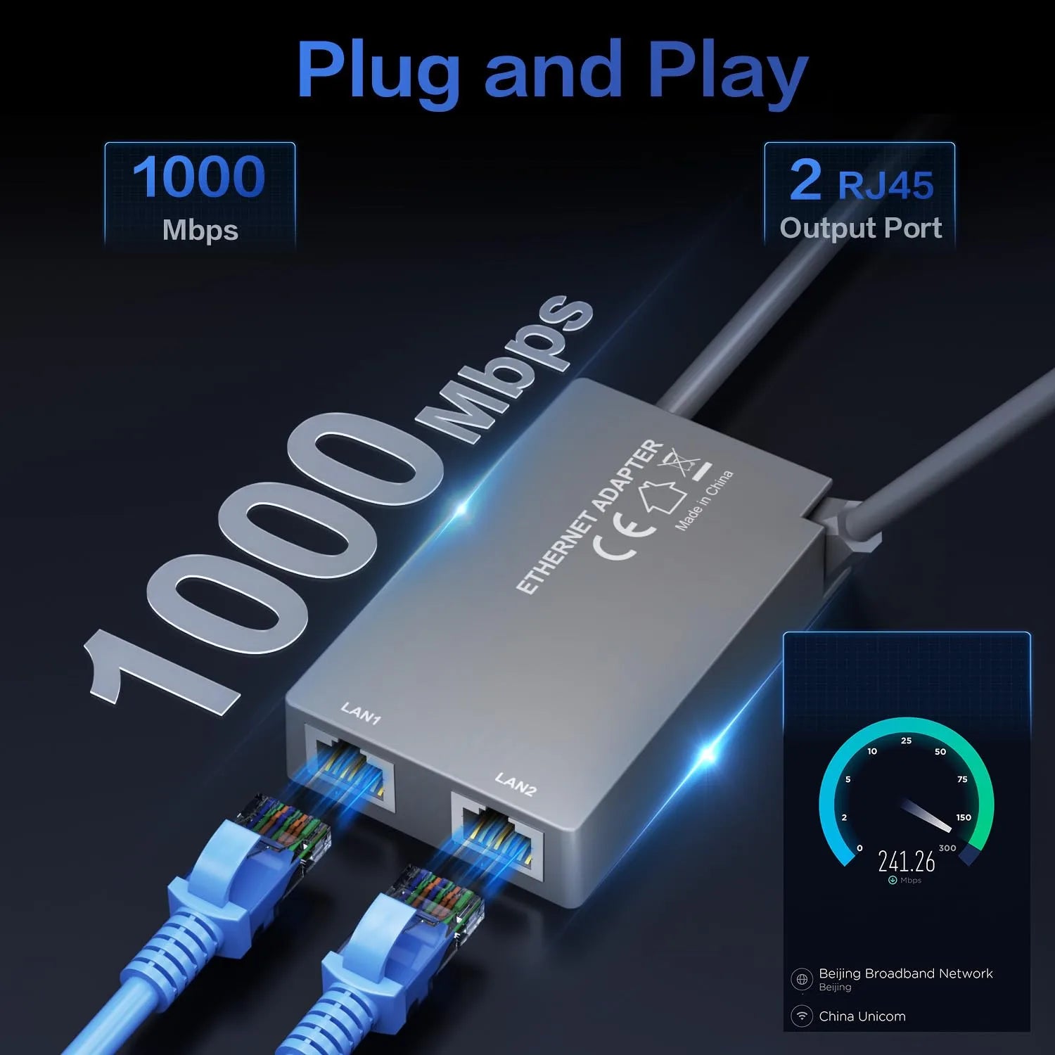 Starlink Gen 2 Ethernet Adapter | Dual-Port Gigabit Wired Network Adapter
