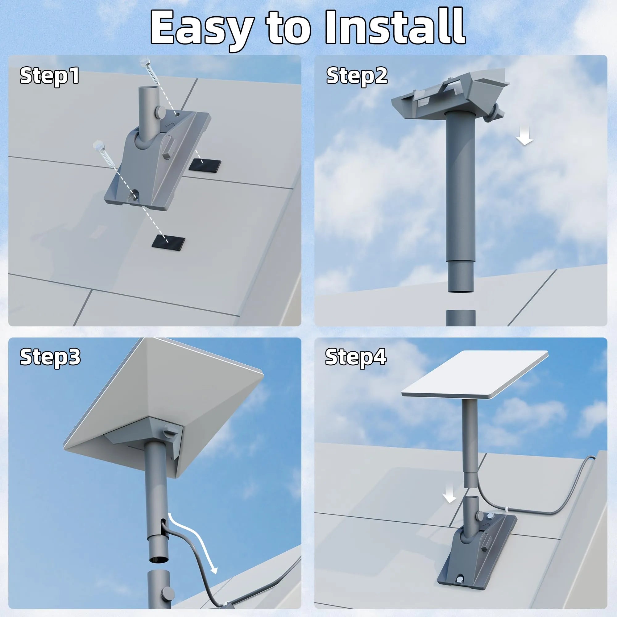 Starlink Mini Adjustable Roof Mount | Heavy-Duty Home Pole Mount with 0-90° Tilt
