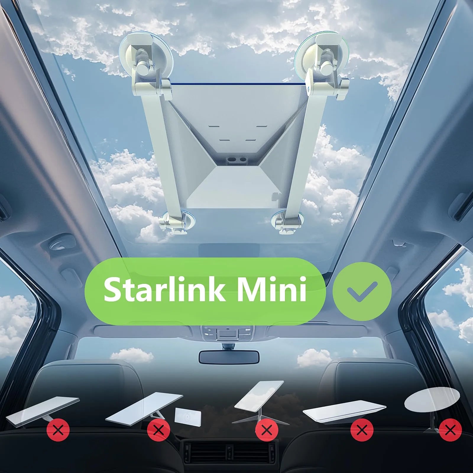 Starlink Mini Suction Cup Mount | Adjustable Car Roof & Window Mount