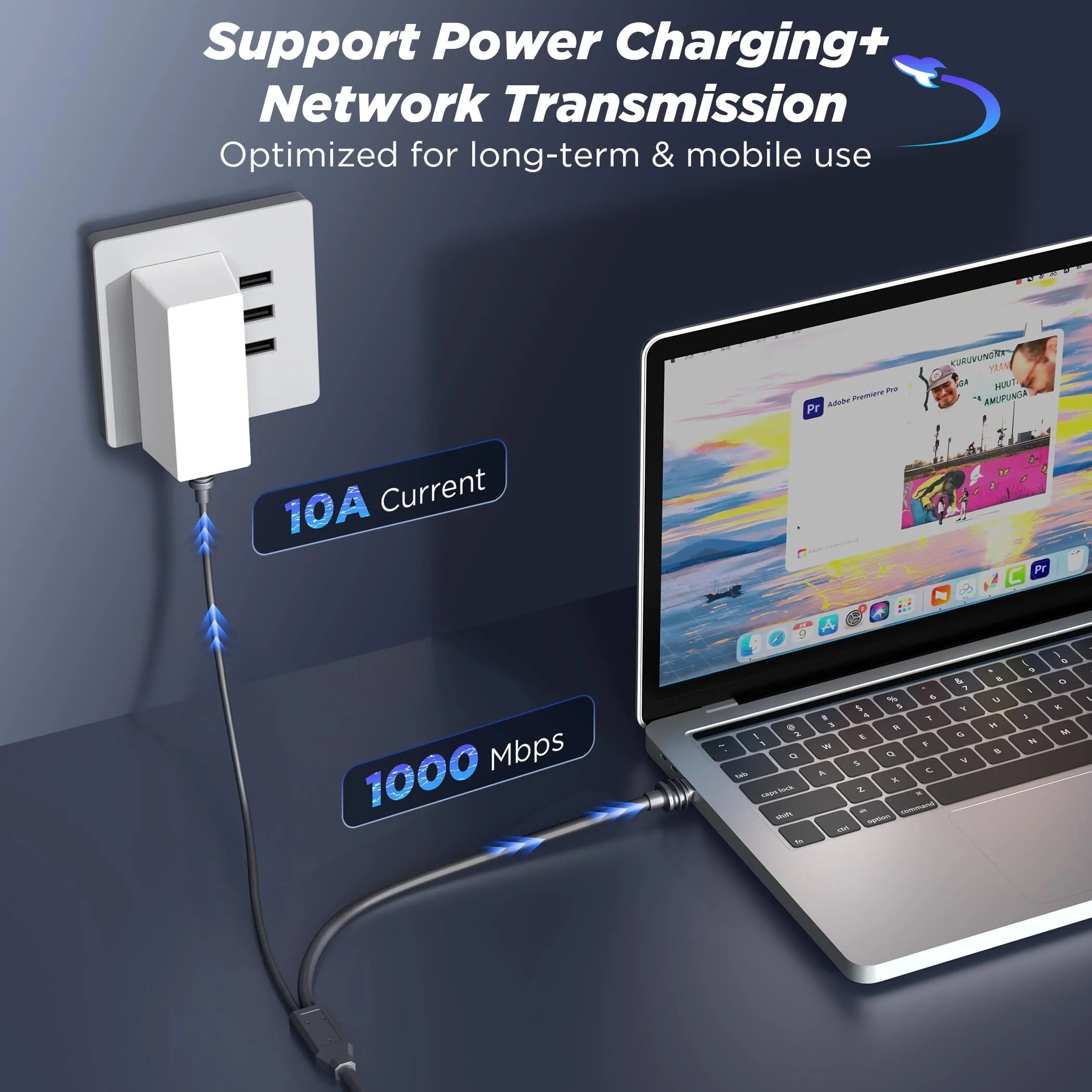 Starlink Mini 2-in-1 Power & Ethernet Cable | 16.4FT USB-C/DC Charging Cable