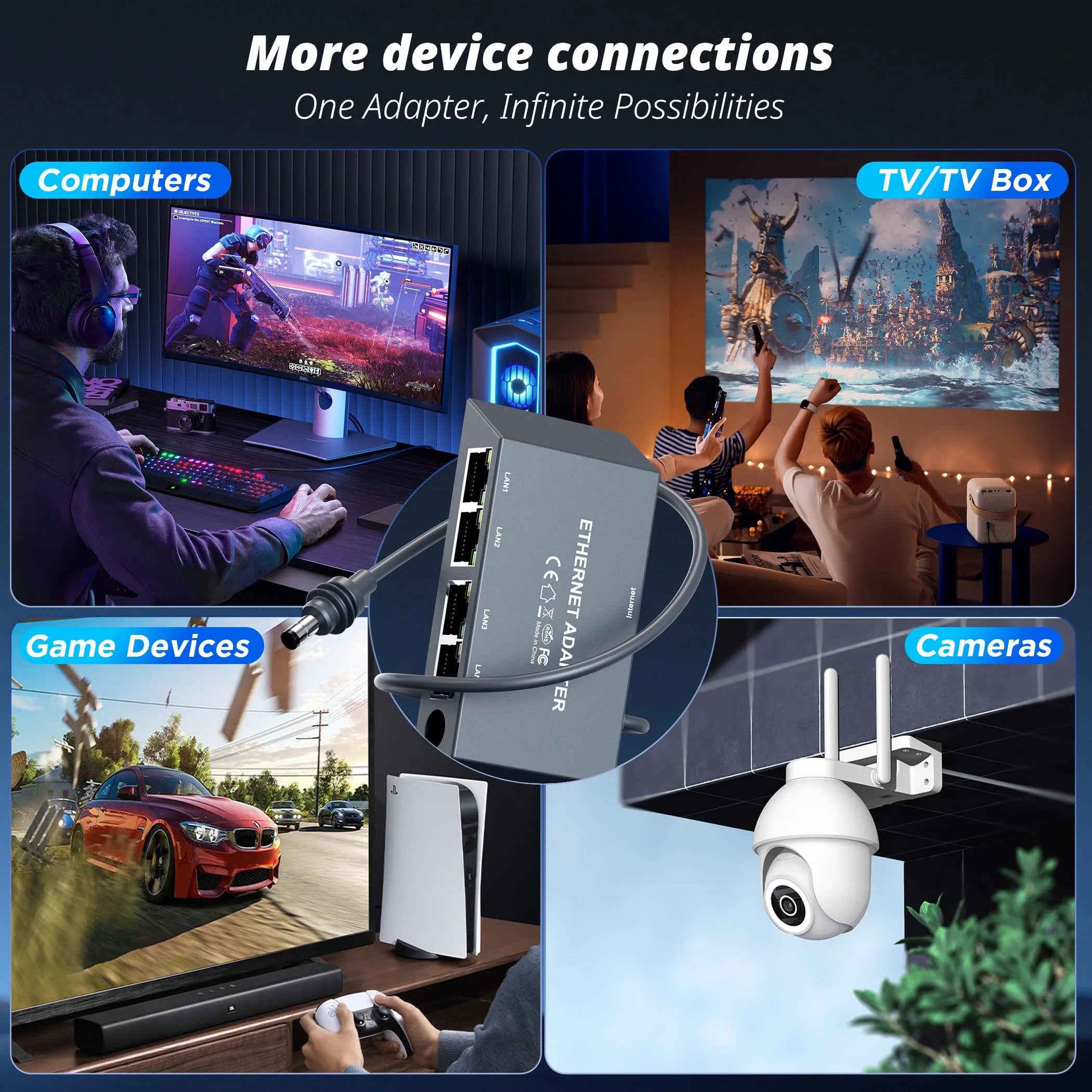 Starlink Gen 3 / Mini 4-Port Ethernet Adapter | 1Gbps Multi-Device Network Hub