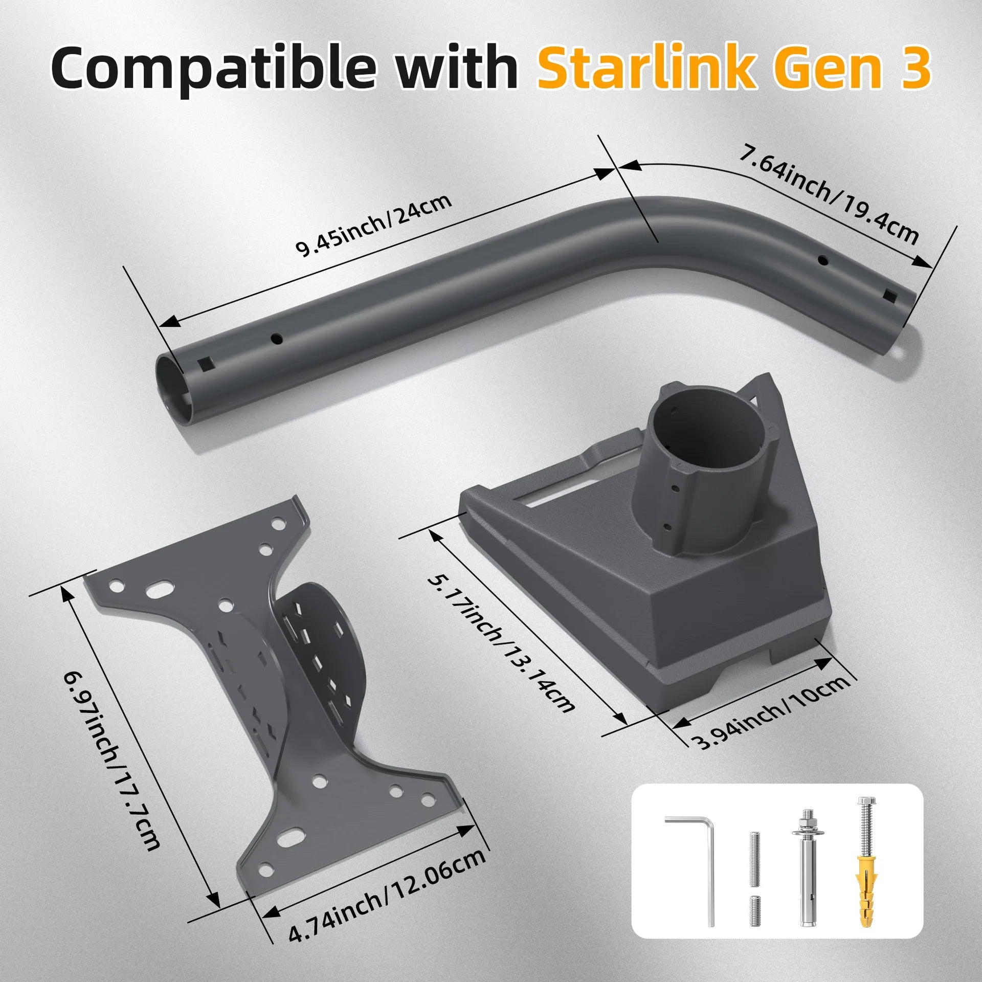 Starlink Gen 3 Wall & Roof Mount Kit | 5-Angle Adjustable Pipe Adapter